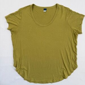 Old Navy Luxe Scoop Neck Curved Hem Short Sleeve Tee Olive Green Size M